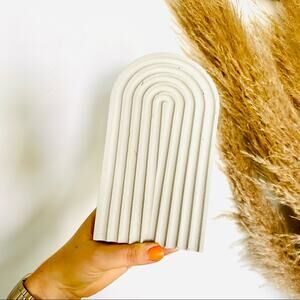 NEW Handmade Grey Concrete Natural Arch Jewelry Display Tray Home Accent Decor